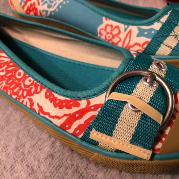 NWOT - Floral Print Buckle-Trim Sneaker Flats - Picture 14 of 16